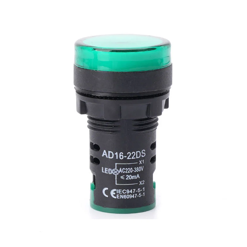 Индикаторная лампа AD16-22 D/S, 380V, зеленая
