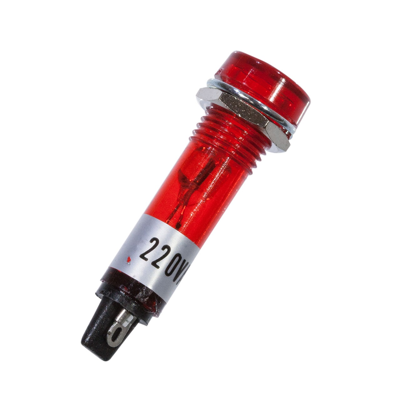 Индикаторная лампа 220V, красная (d резьбы-6мм, d лампы-8мм, h-33,5мм)