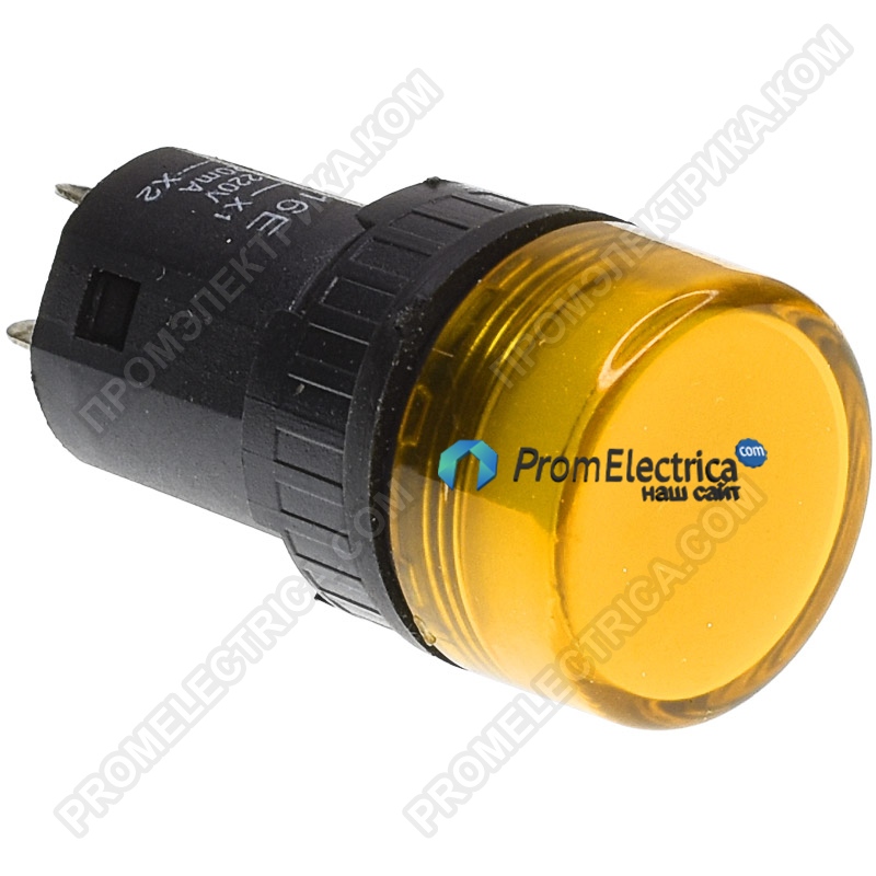 Кнопка управления LA16, 220V, без фиксации, желтая (круглая)