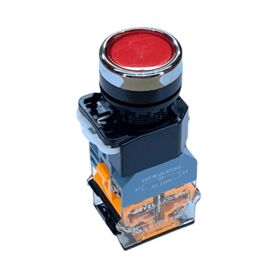 Кнопка управления LA38-203(209B), 380V, 10A, с фиксацией и подсветкой, красная